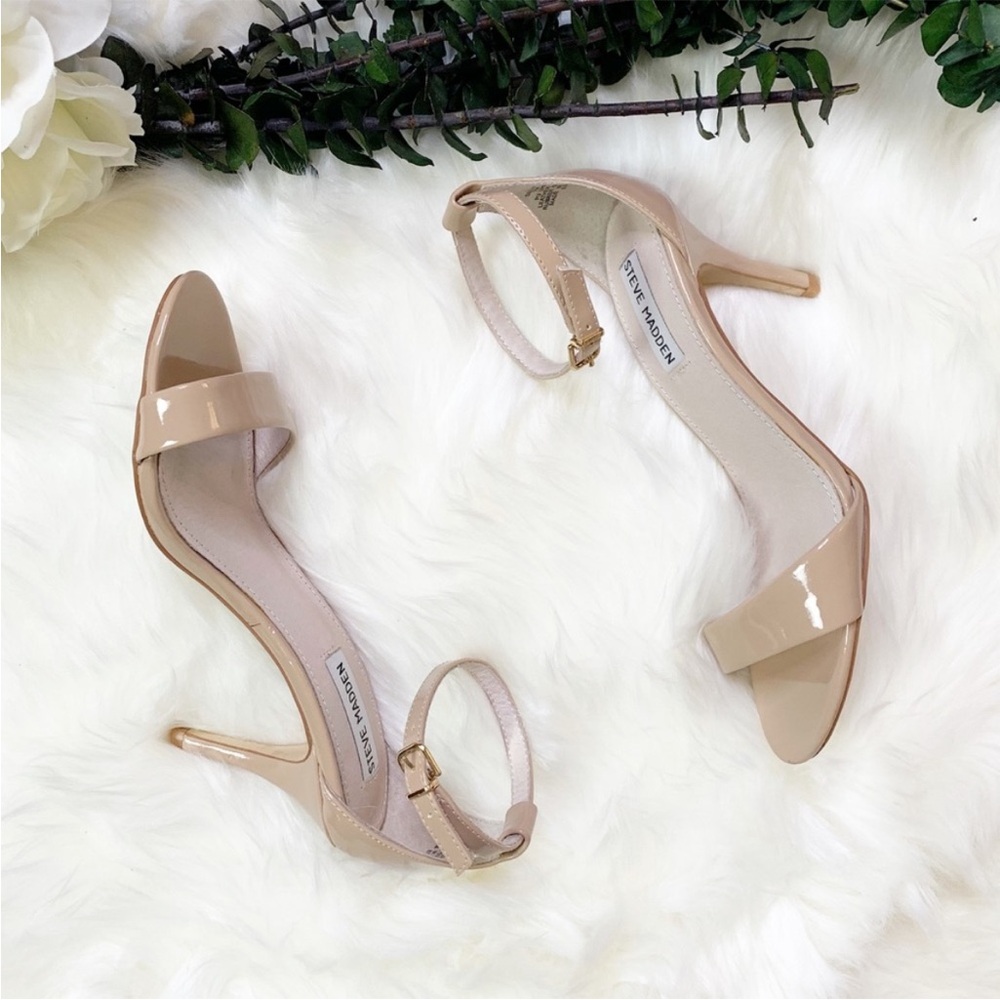 Steve Madden Size 7 Blush Tan Sillly Ankle Strap Open Toe Heel Sandals